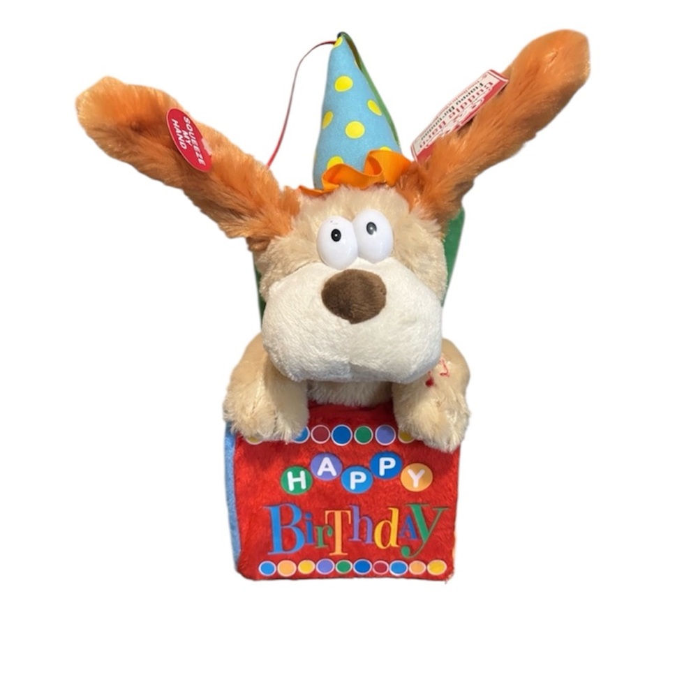 Happy Birthday Plush Dog with Hat